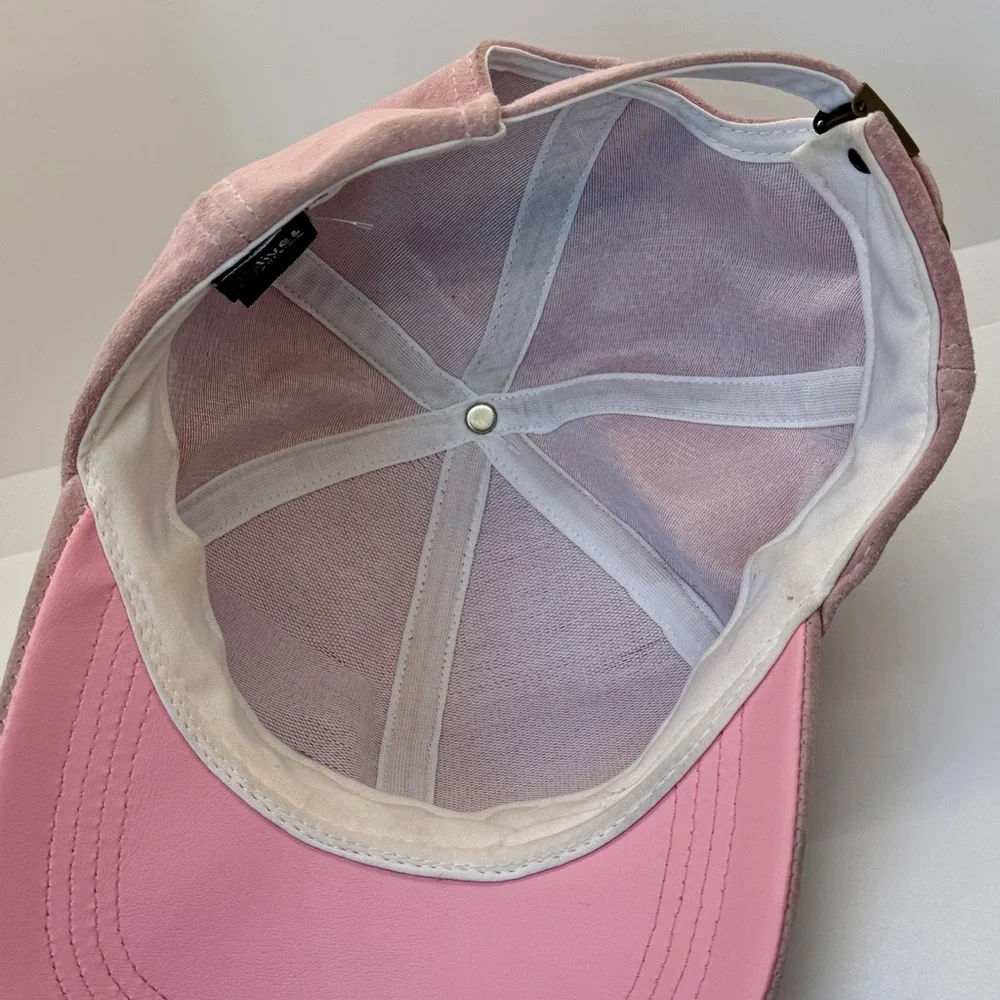 Olive & Pique Pink Leather Suede‎ Plain Newsboy Baseball Cap Hat One Size Barbie